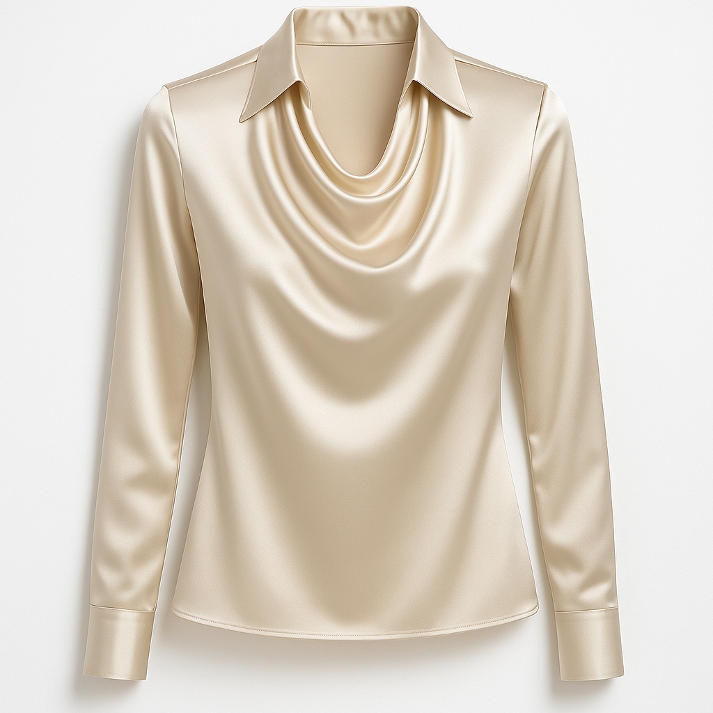 Noelle™ - BLOUSE BRILLANTE AVEC COL PLISSE