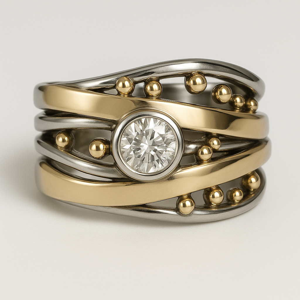Royal - Bague Vintage en Or avec Incrustations