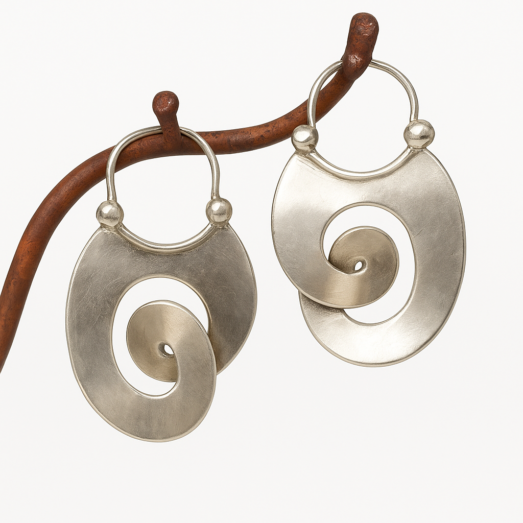 Boucles d'oreilles spirales en argent vintage