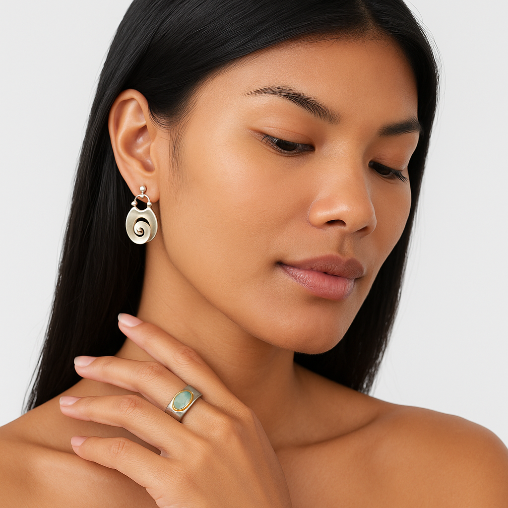 Boucles d'oreilles spirales en argent vintage