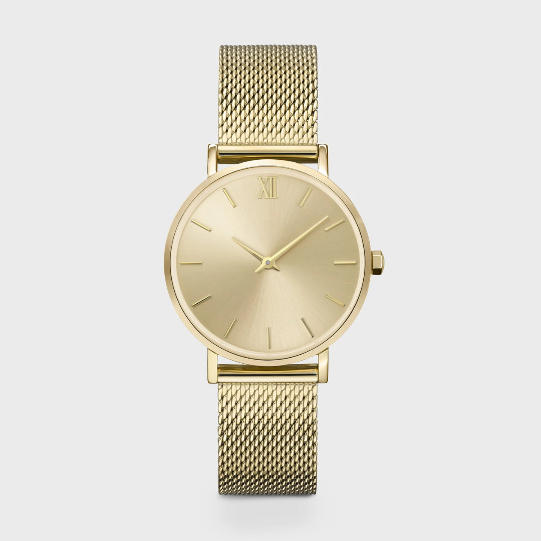Montre Minuit Mesh, Couleur Or Plein
