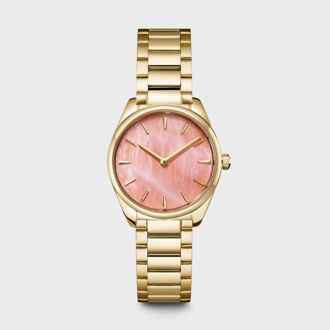 Montre Mini Féroce en Acier, Perle Abricot, Couleur Or