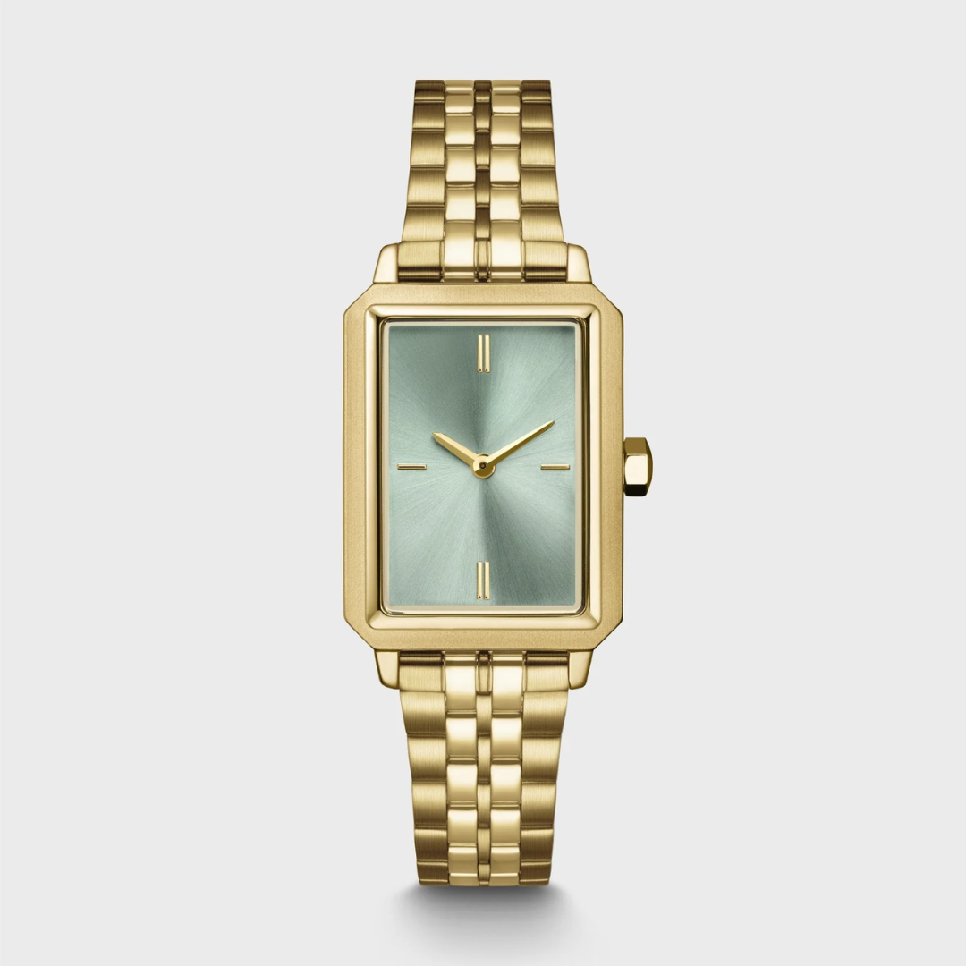 Montre Fluette Acier, Vert Sauge, Couleur Or