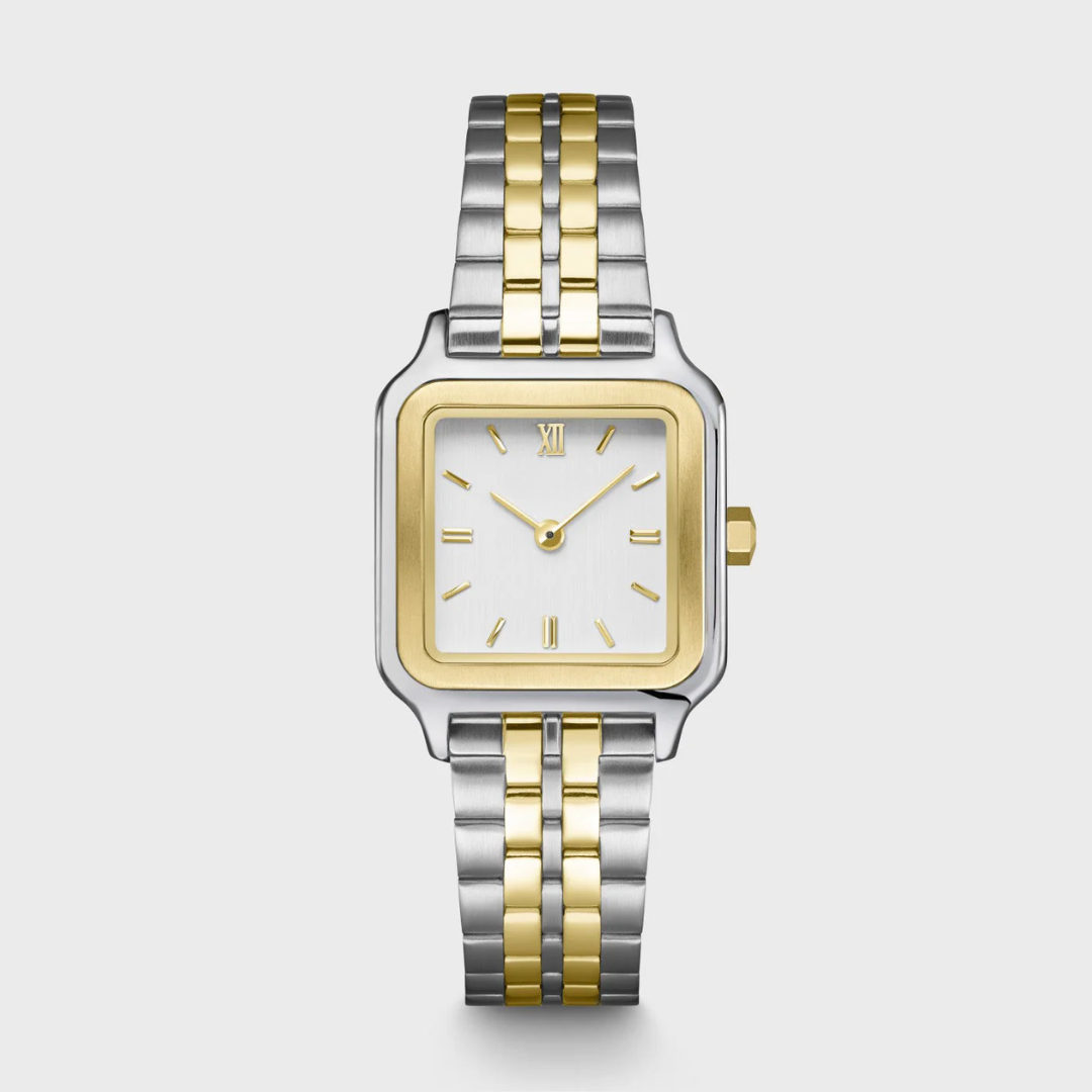 Gracieuse Petite Montre en Acier, Bicolore