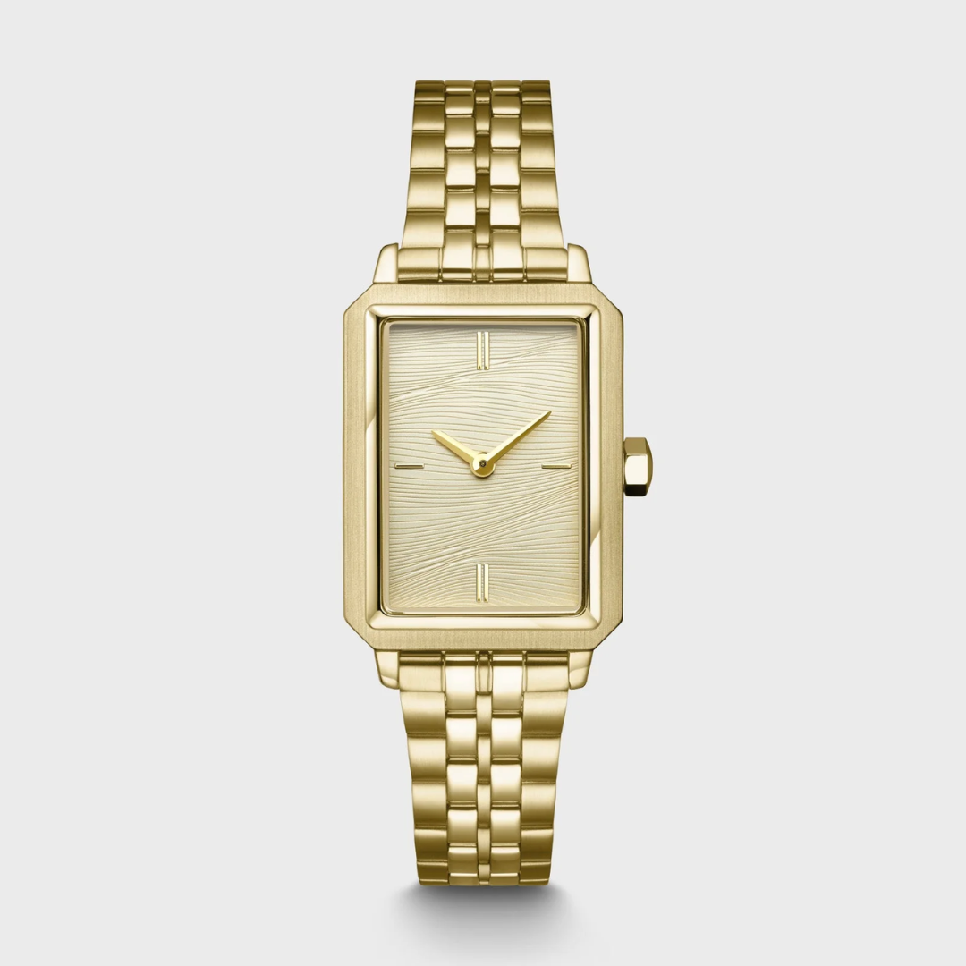 Montre Fluette Acier, Texture Sable Couleur Or Plein