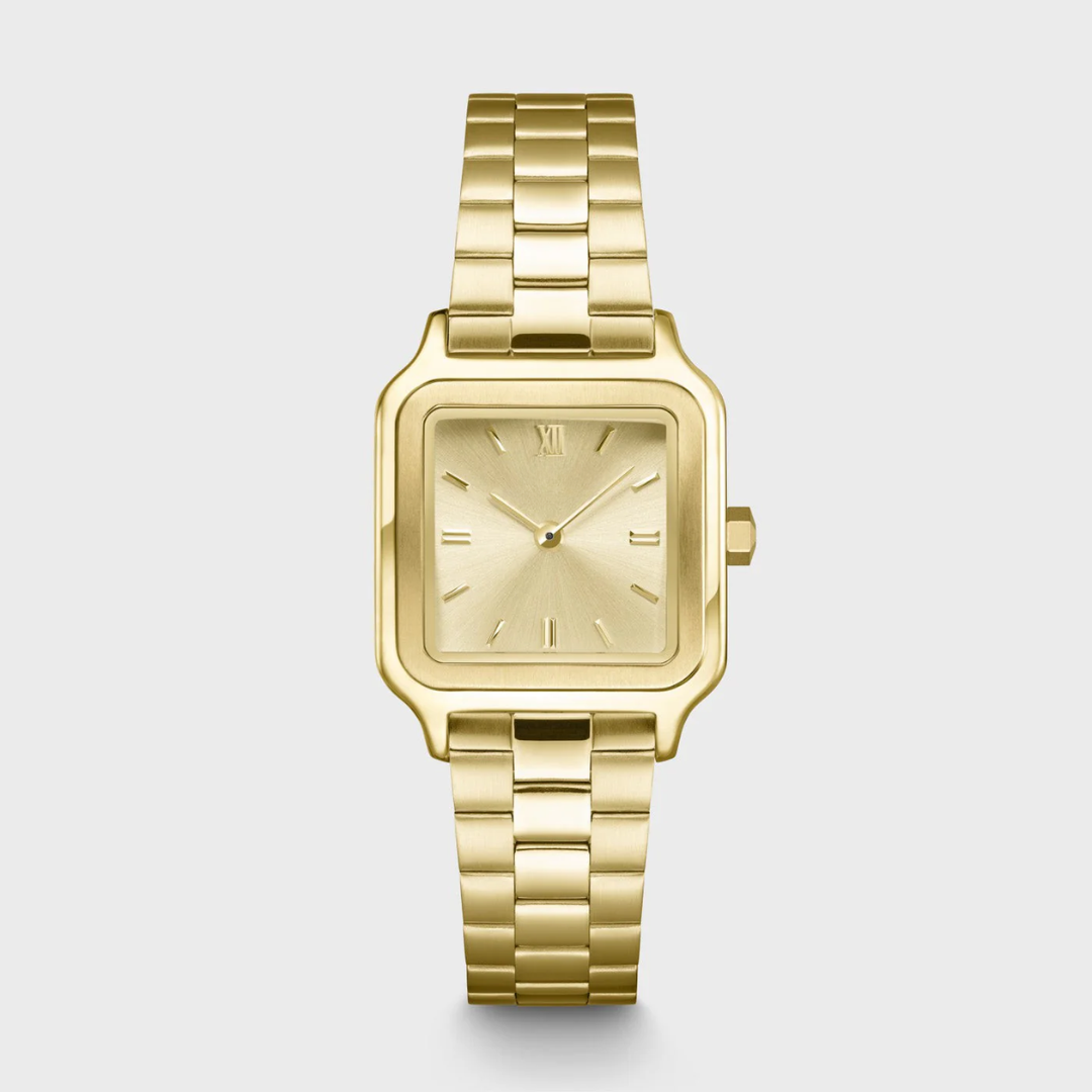 Gracieuse Petite Montre en Acier, Couleur Or Plein