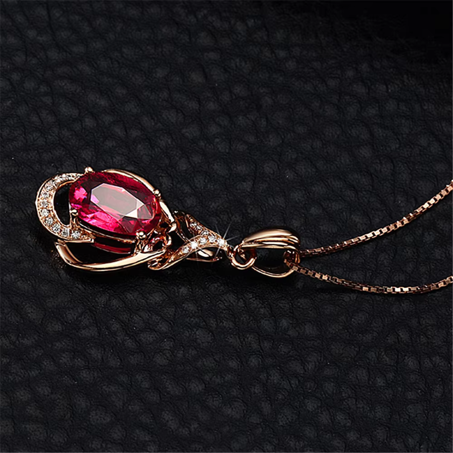 Exquisite Red Crystal Gold Necklace