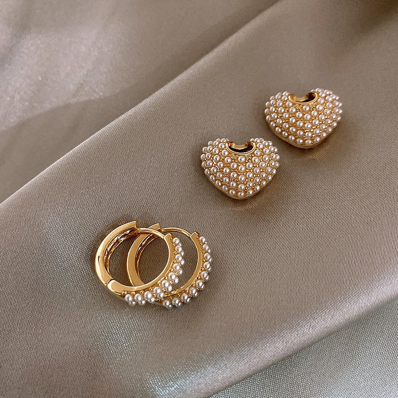 Boucles d'oreilles Yuli Heart Pearl
