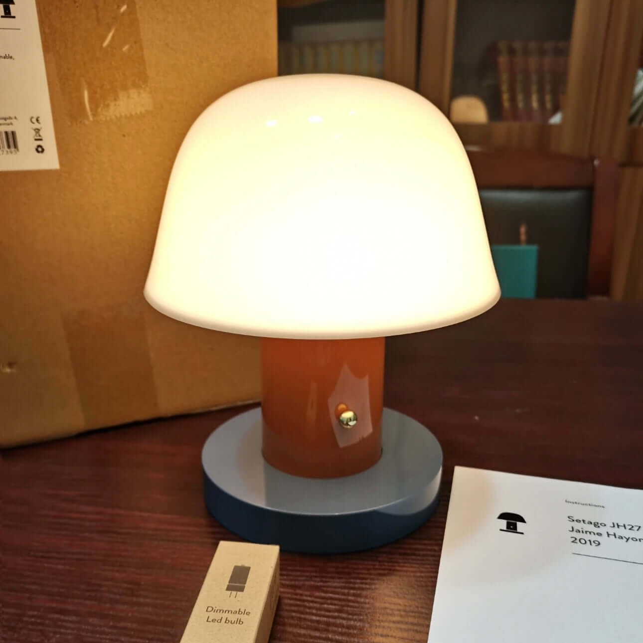 Lampe Champignon Sans Fil – Contrôle Tactile, 3 Modes de Couleur, Rechargeable