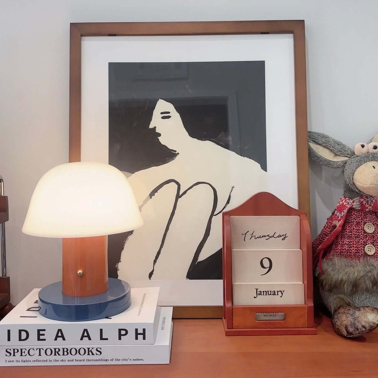 Lampe Champignon Sans Fil – Contrôle Tactile, 3 Modes de Couleur, Rechargeable