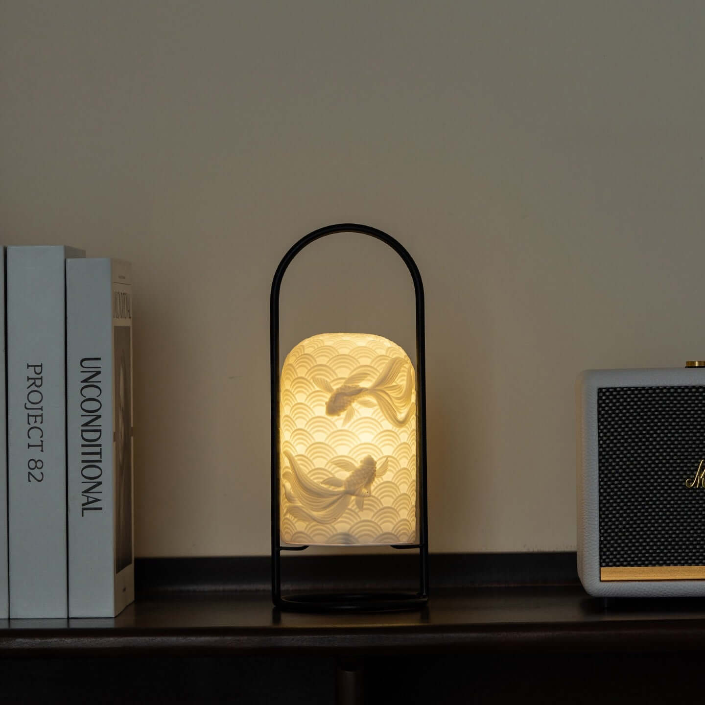 Lampe en Céramique Poisson Rouge – Lampe de Table LED Rechargeable Tactile