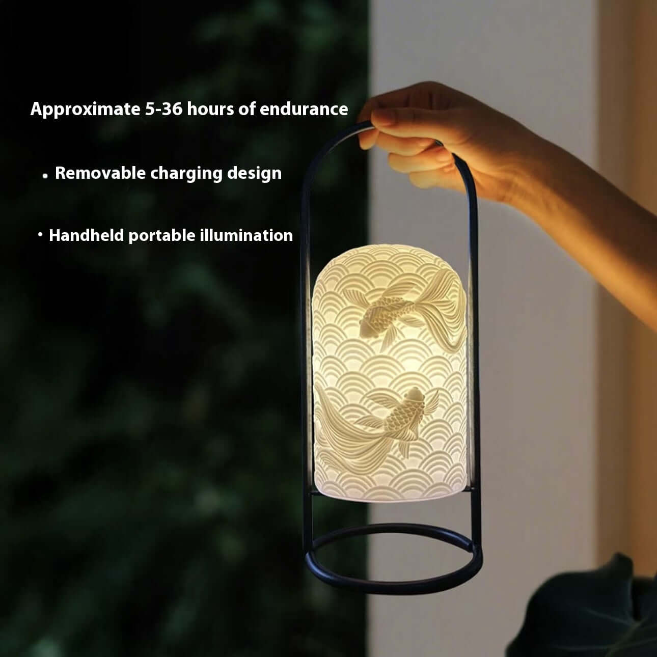 Lampe en Céramique Poisson Rouge – Lampe de Table LED Rechargeable Tactile