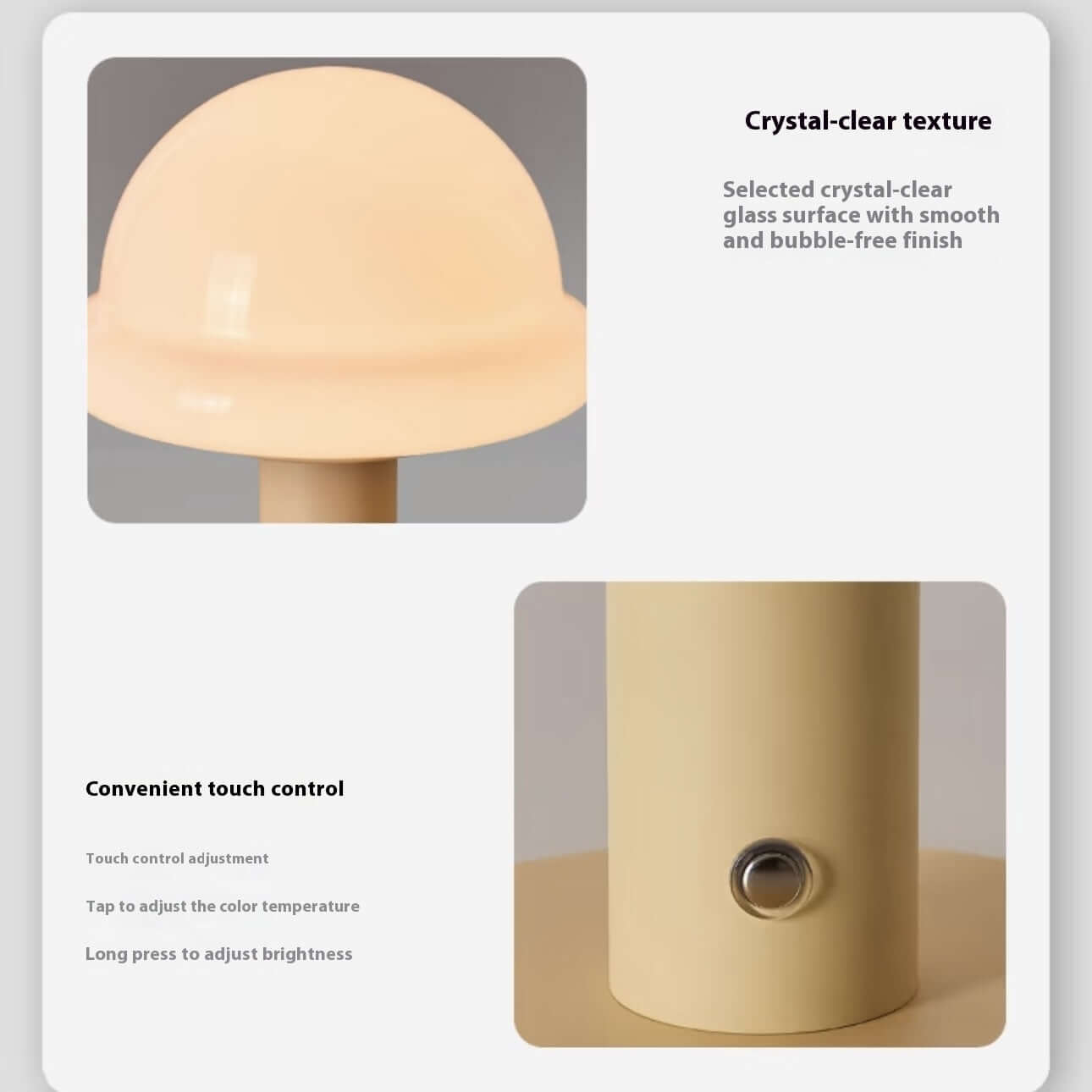 Lampe de Table Candy – LED Tactile, 3 Couleurs, Rechargeable