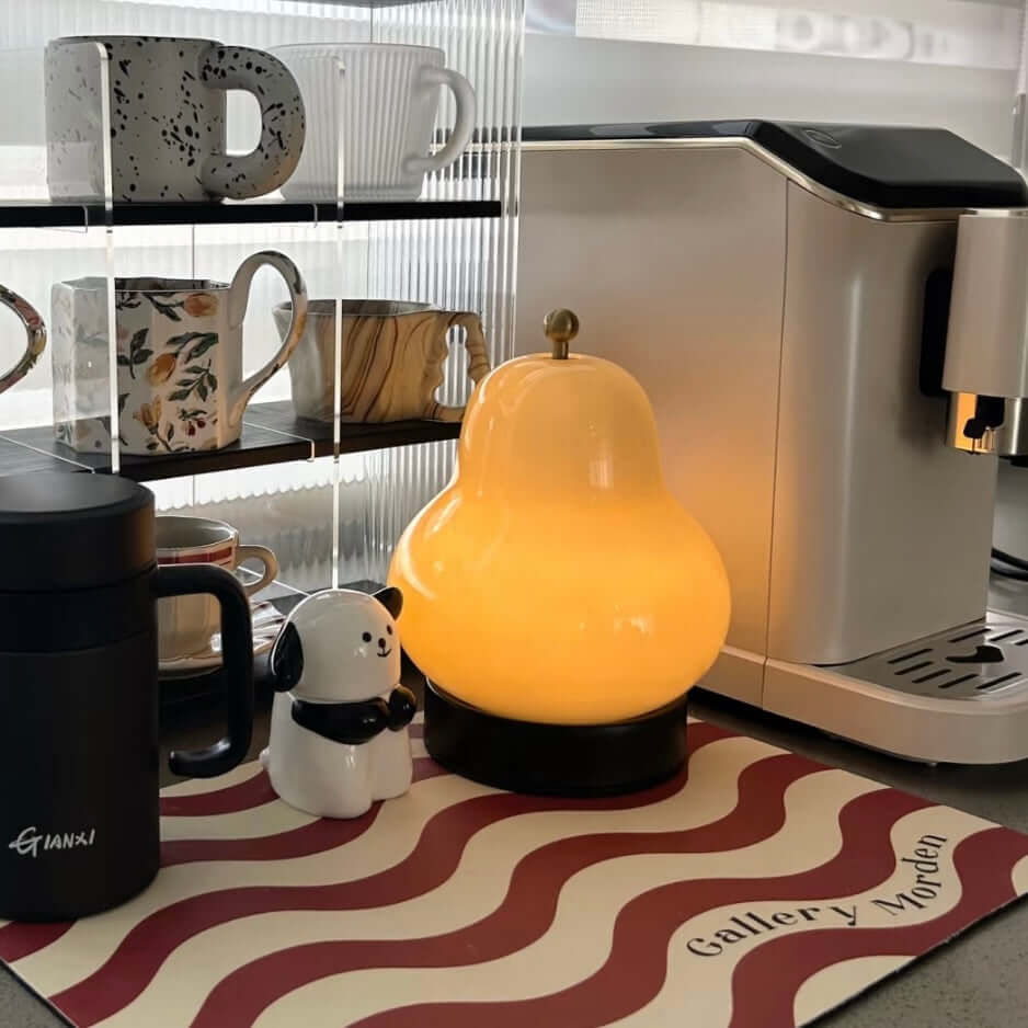 Lampe de Nuit Vintage Poire Française – Lampe de Chevet LED Rechargeable avec Abat-jour en Verre Crème