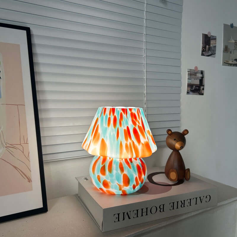 Lampe Champignon Rayée Vintage – Lumière de Table USB