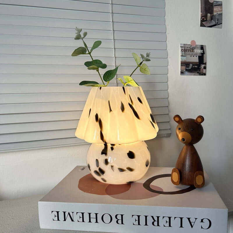 Lampe Champignon Rayée Vintage – Lumière de Table USB