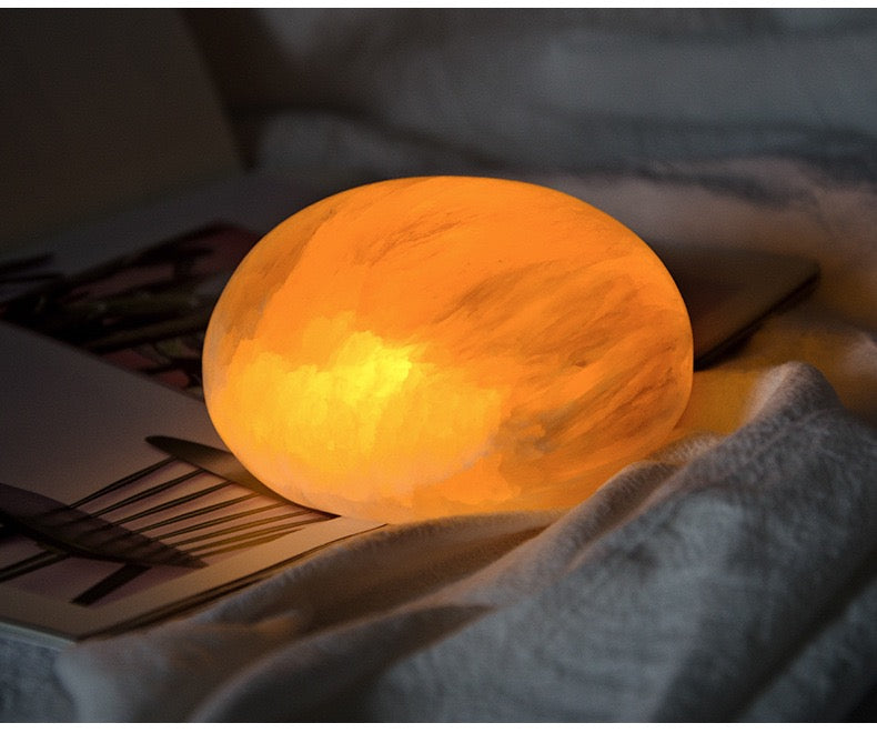 Lampe de Nuit LED en Forme d'Oeuf en Minerai Naturel – Lampe de Chevet pour Dormir