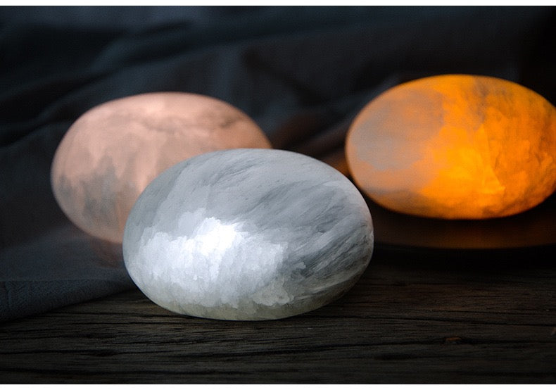 Lampe de Nuit LED en Forme d'Oeuf en Minerai Naturel – Lampe de Chevet pour Dormir