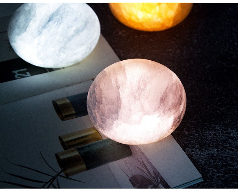 Lampe de Nuit LED en Forme d'Oeuf en Minerai Naturel – Lampe de Chevet pour Dormir
