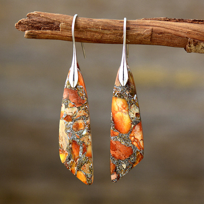 Boucles d'oreilles Zeya en jaspe impérial - Orange