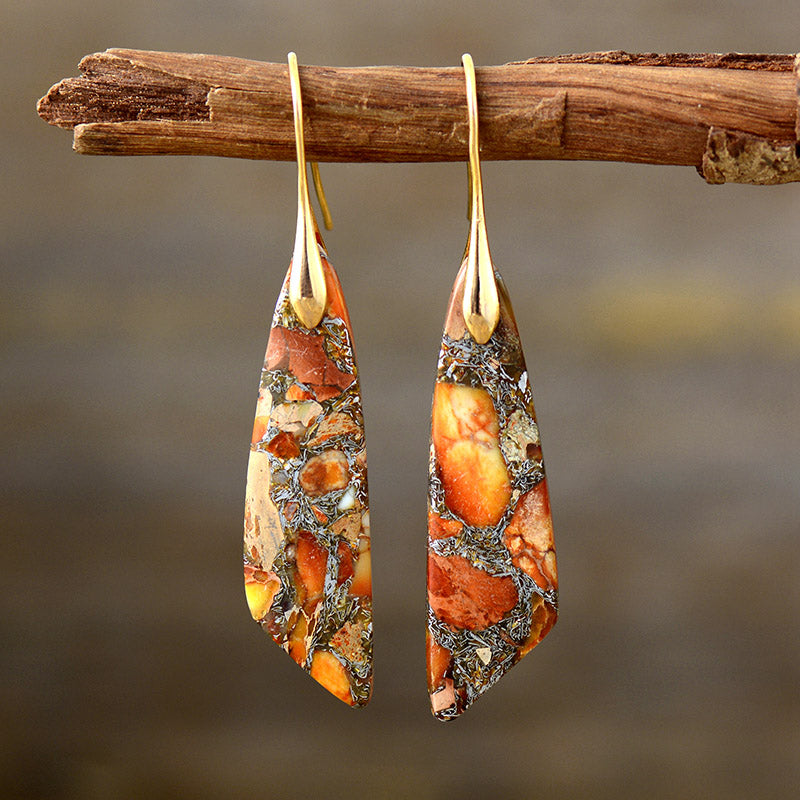 Boucles d'oreilles Zeya en jaspe impérial - Orange