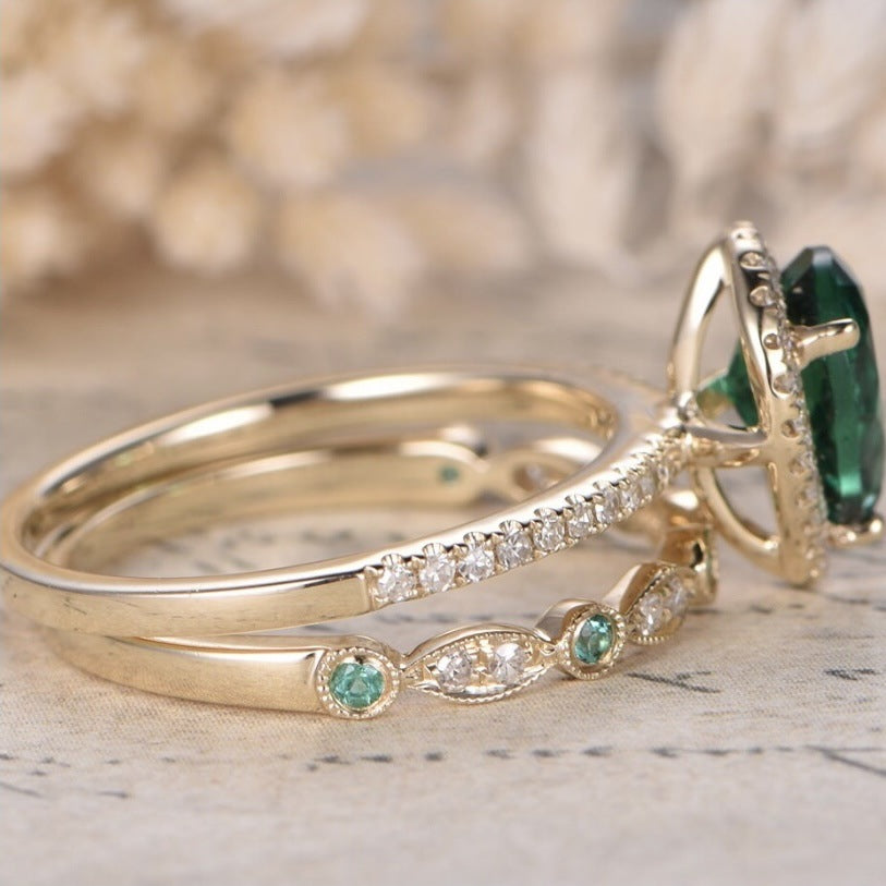 Ensemble de Bagues Zircon Goutte d'Eau