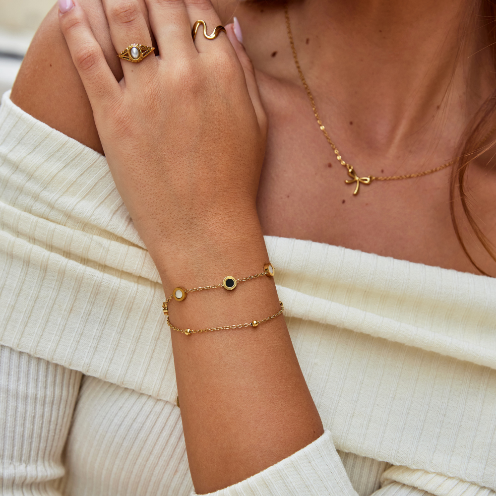 Bracelet en Onyx et Pierre Claire