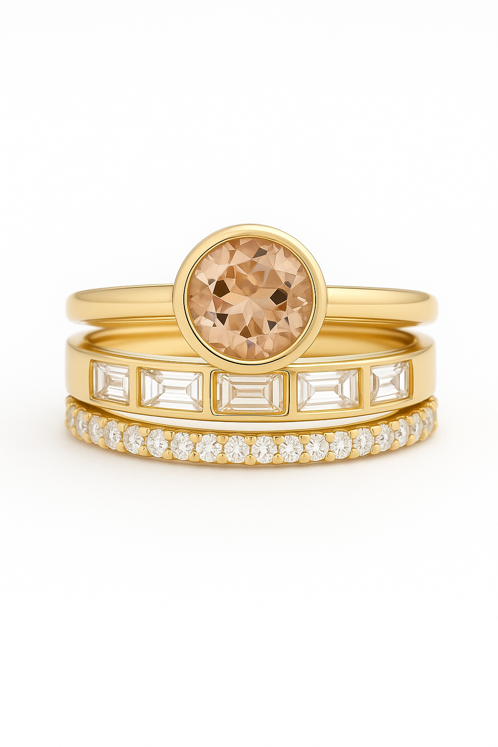 Hope – Set of Gold Rings Adorned with Crystals