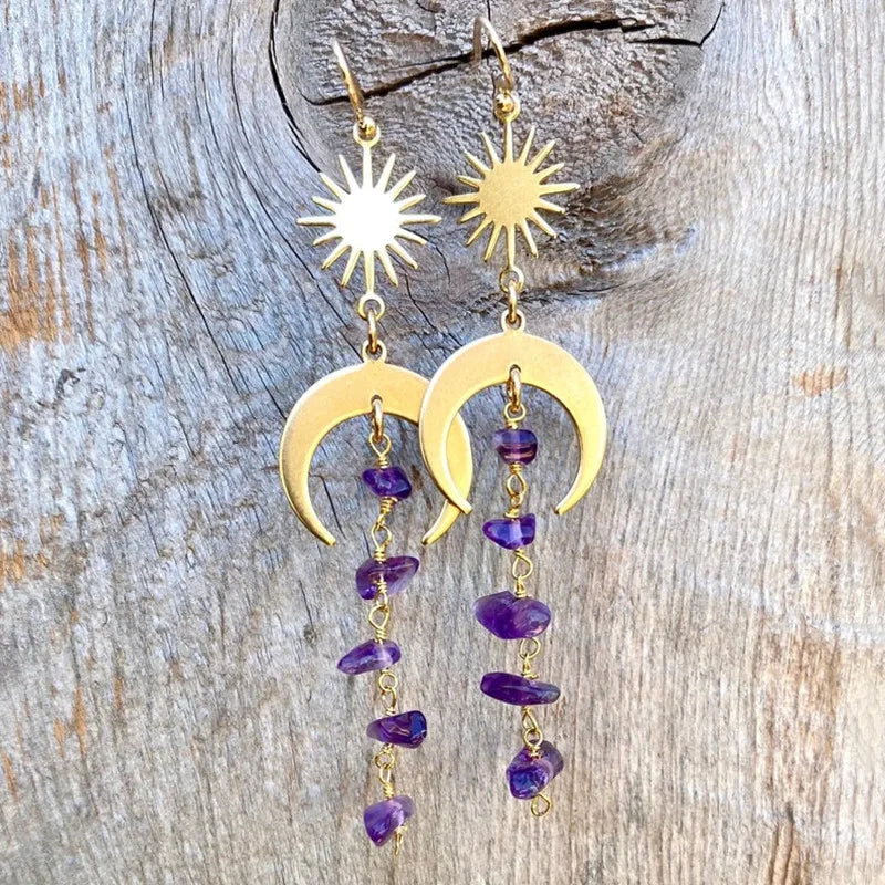 Boucles d'oreilles Boho Soleil Lune