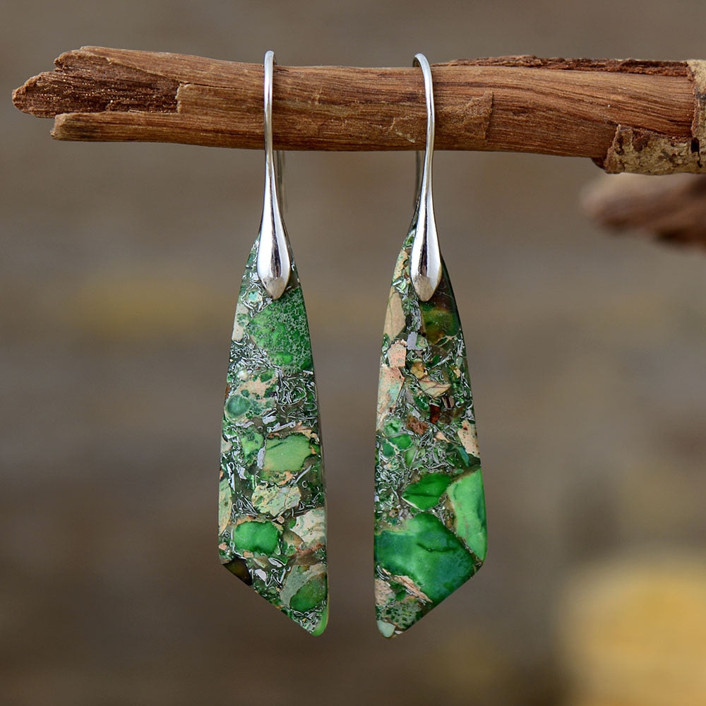 Boucles d'oreilles Zeya en jaspe impérial - Vert