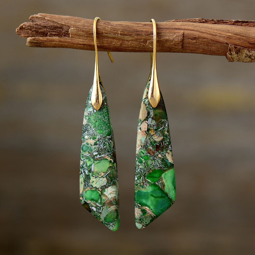 Boucles d'oreilles Zeya en jaspe impérial - Vert