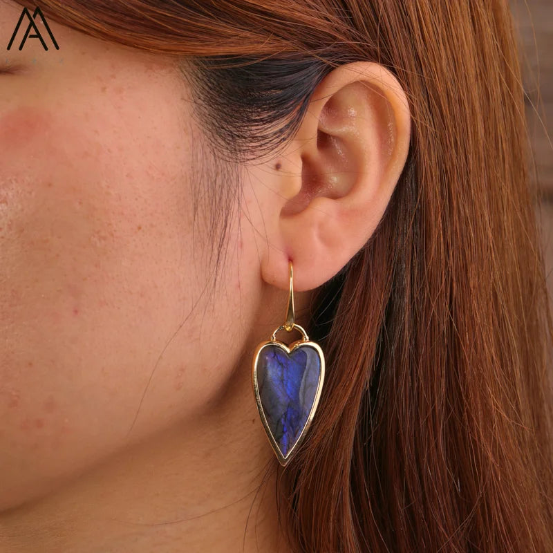 Boucles d'oreilles en pierre cœur classique