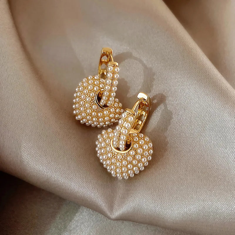 Boucles d'oreilles en forme de cœur en perles