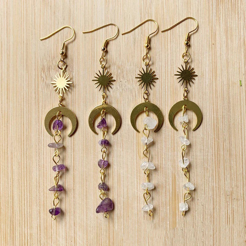 Boucles d'oreilles Boho Soleil Lune