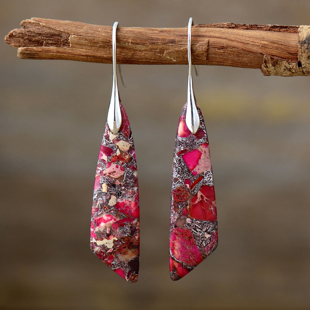Boucles d'oreilles Zeya en jaspe impérial - Rouge