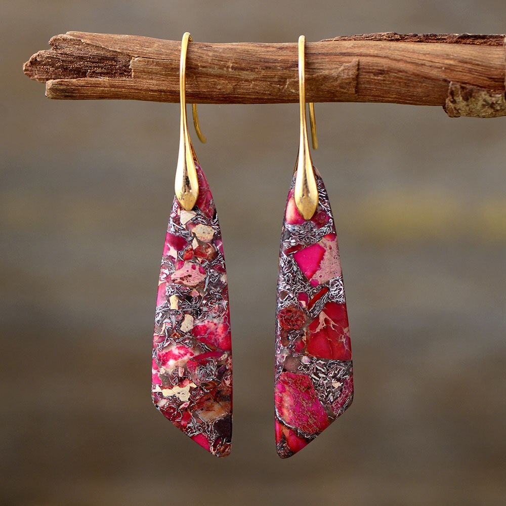 Boucles d'oreilles Zeya en jaspe impérial - Rouge