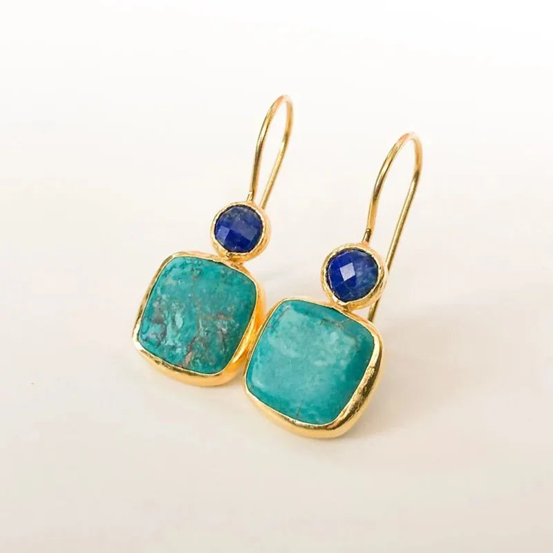 Boucles d'oreilles en turquoise carrées à la mode