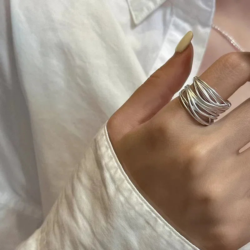 Bague Multi-Fil Argent Ajustable