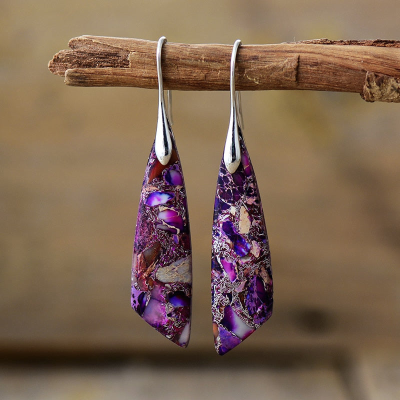 Boucles d'oreilles Zeya en Jaspe Impérial - Violet