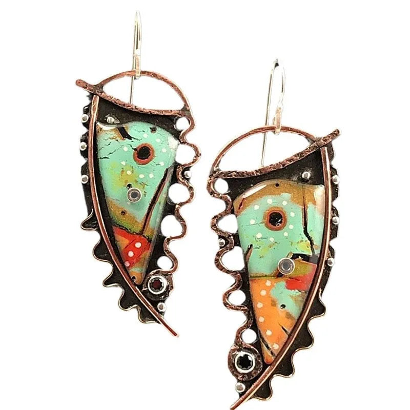 Boucles d'oreilles style peinture rétro