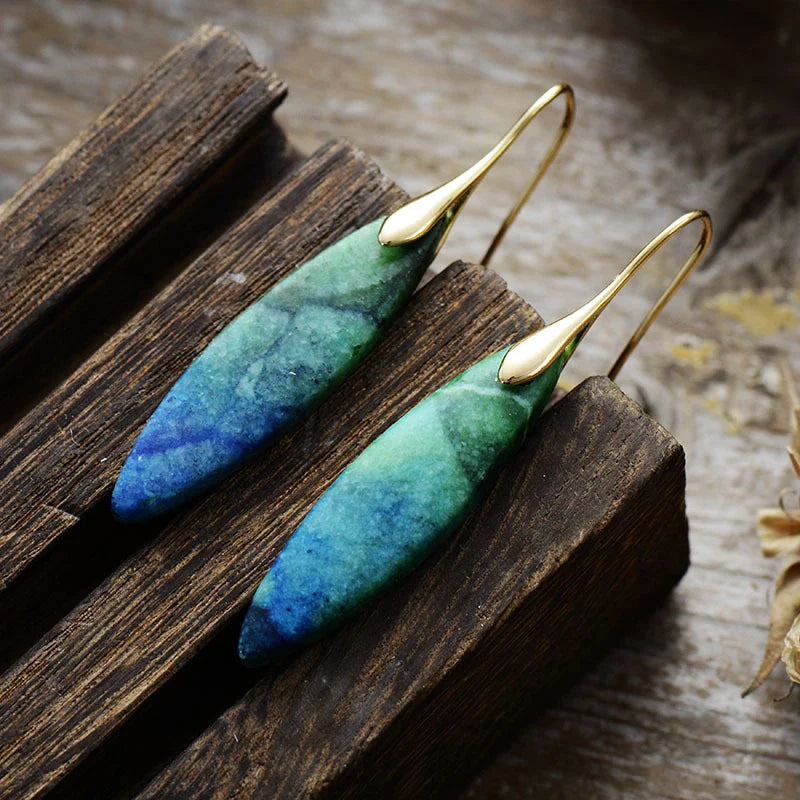 Boucles d'oreilles en pierre naturelle Leaf