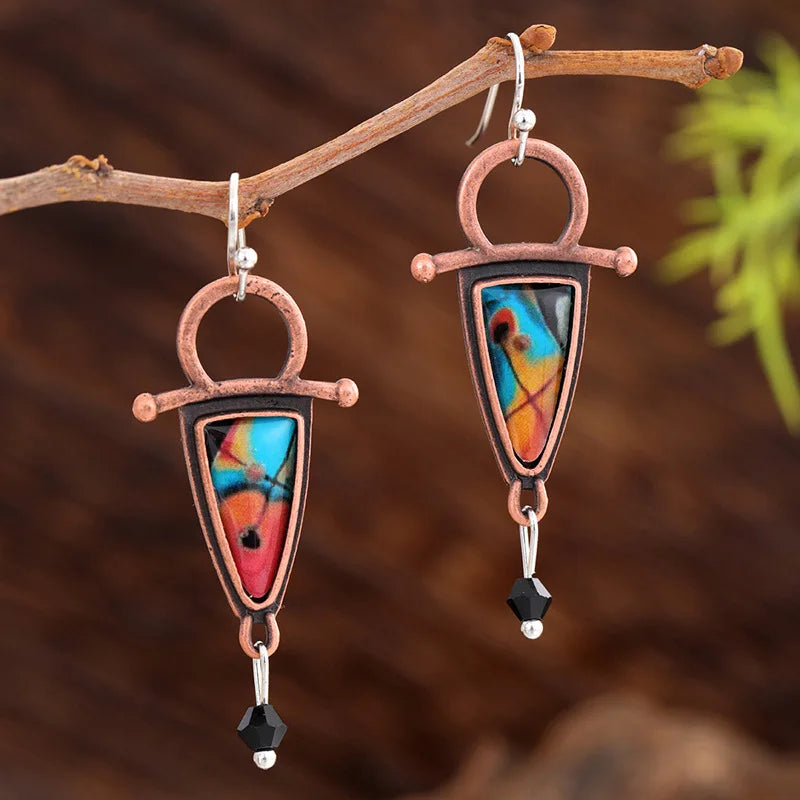 Boucles d'oreilles à motif géométrique rétro