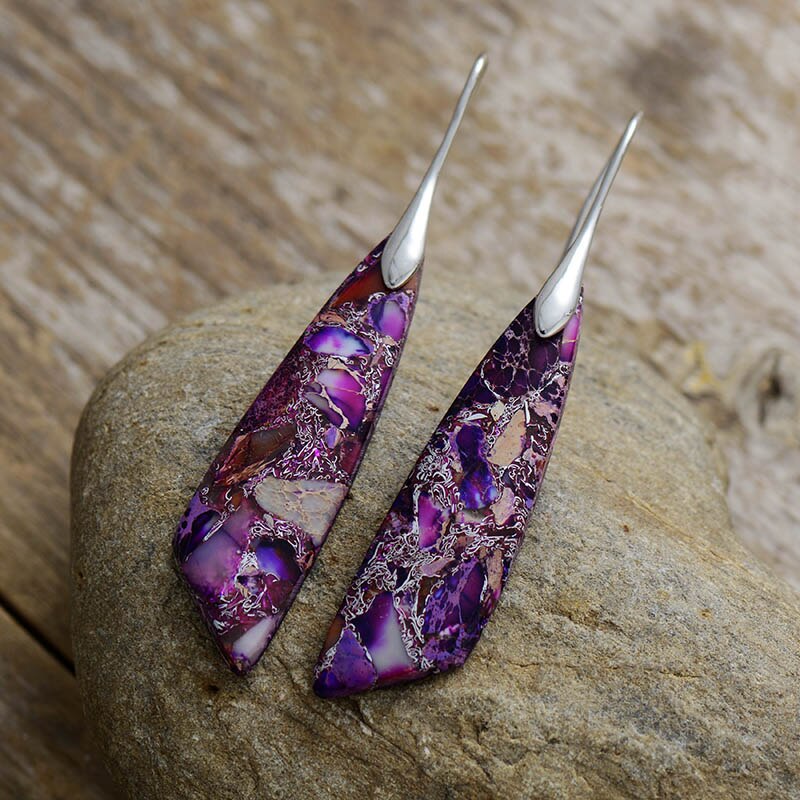 Boucles d'oreilles Zeya en Jaspe Impérial - Violet