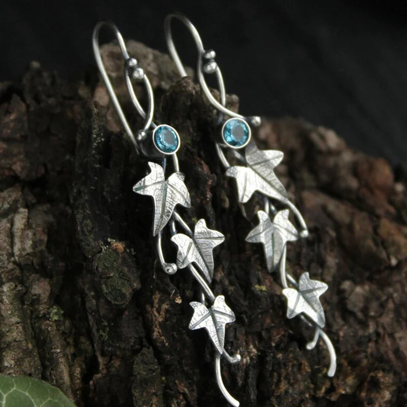 Boucles d'oreilles Elfes en Cristal Bleu