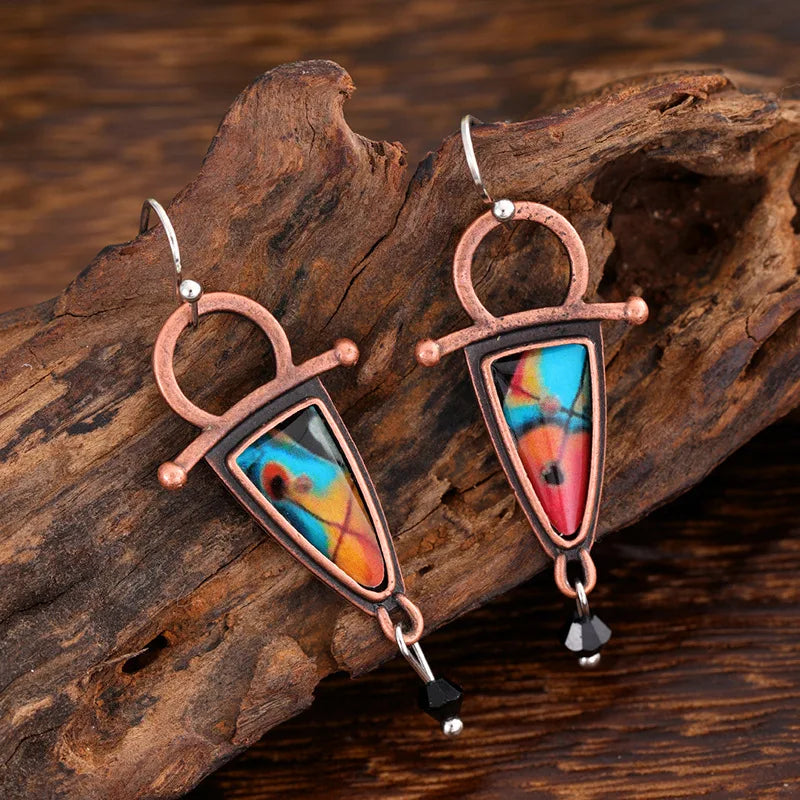 Boucles d'oreilles à motif géométrique rétro