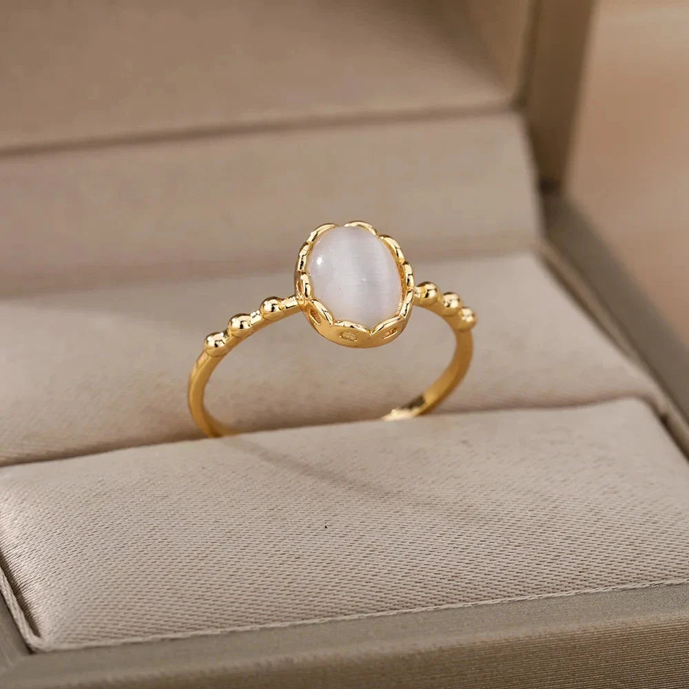 White Stone Gold Ring