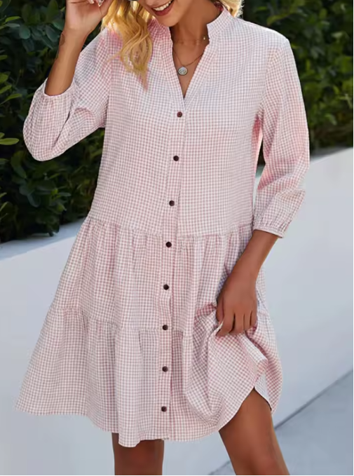 Édith™ - ROBE D'ÉTÉ À CARREAUX LÉGÈRE AVEC UN AJUSTEMENT FLATTEUR