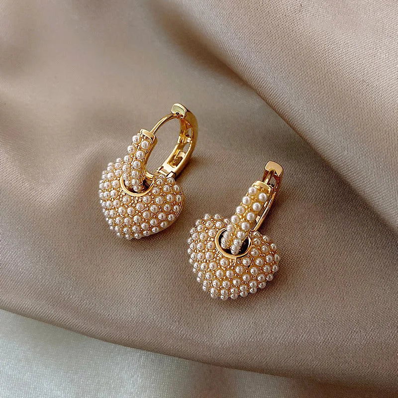 Boucles d'oreilles en forme de cœur en perles