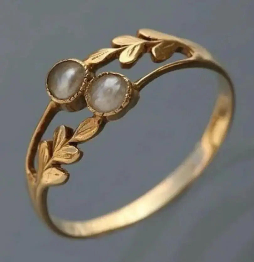 White Stone Golden Layered Ring