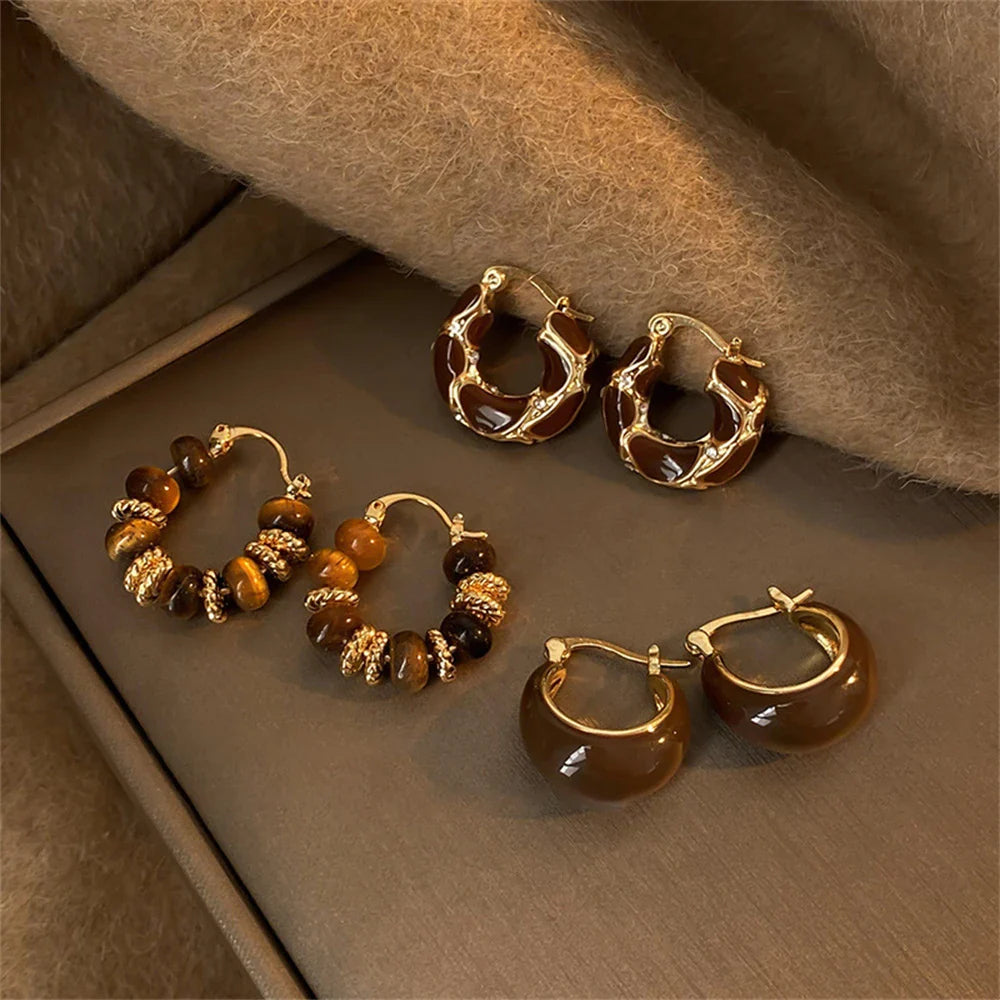 Boucles d'oreilles vintage exquises en or